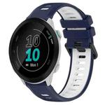 For Garmin Forerunner 55 20mm Sports Two-Color Silicone Watch Band(Midnight Blue+White)