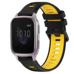 For Garmin Venu SQ 20mm Sports Two-Color Silicone Watch Band(Black+Yellow)