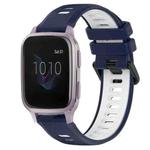 For Garmin Venu SQ 20mm Sports Two-Color Silicone Watch Band(Midnight Blue+White)