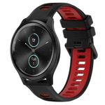 For Garmin VivoMove Style 20mm Sports Two-Color Silicone Watch Band(Black+Red)
