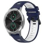 For Garmin VivoMove Luxe 20mm Sports Two-Color Silicone Watch Band(Midnight Blue+White)