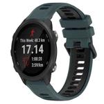 For Garmin Forerunner 245 20mm Sports Two-Color Silicone Watch Band(Olive Green+Black)
