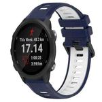 For Garmin Forerunner 245 20mm Sports Two-Color Silicone Watch Band(Midnight Blue+White)