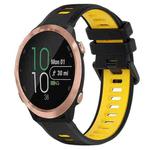For Garmin Forerunner 645 Music 20mm Sports Two-Color Silicone Watch Band(Black+Yellow)