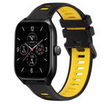 For Amazfit GTS 4 20mm Sports Two-Color Silicone Watch Band(Black+Yellow)