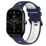 For Amazfit GTS 4 20mm Sports Two-Color Silicone Watch Band(Midnight Blue+White)