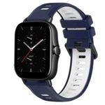 For Amazfit GTS 2E 20mm Sports Two-Color Silicone Watch Band(Midnight Blue+White)