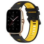 For Amazfit GTS 2 20mm Sports Two-Color Silicone Watch Band(Black+Yellow)