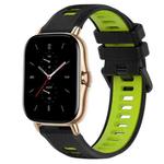 For Amazfit GTS 2 20mm Sports Two-Color Silicone Watch Band(Black+Green)