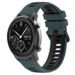 For Amazfit GTR 42mm 20mm Sports Two-Color Silicone Watch Band(Olive Green + Black)