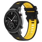 For Amazfit GTR 42mm 20mm Sports Two-Color Silicone Watch Band(Black+Yellow)