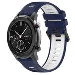 For Amazfit GTR 42mm 20mm Sports Two-Color Silicone Watch Band(Midnight Blue+White)