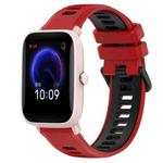 For Amazfit Pop Pro 20mm Sports Two-Color Silicone Watch Band(Red+Black)