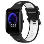 For Amazfit Pop 20mm Sports Two-Color Silicone Watch Band(Black+White)