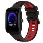 For Amazfit Pop 20mm Sports Two-Color Silicone Watch Band(Black+Red)