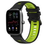 For Amazfit GTS 4 Mini 20mm Sports Two-Color Silicone Watch Band(Black+Green)