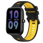 For Amazfit Bip3 20mm Sports Two-Color Silicone Watch Band(Black+Yellow)