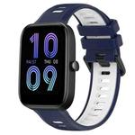 For Amazfit Bip3 20mm Sports Two-Color Silicone Watch Band(Midnight Blue+White)