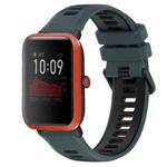 For Amazfit Bip 1S 20mm Sports Two-Color Silicone Watch Band(Olive Green + Black)