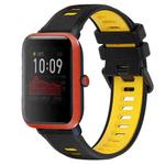 For Amazfit Bip 1S 20mm Sports Two-Color Silicone Watch Band(Black+Yellow)
