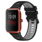 For Amazfit Bip 1S 20mm Sports Two-Color Silicone Watch Band(Black+Grey)