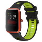 For Amazfit Bip 1S 20mm Sports Two-Color Silicone Watch Band(Black+Green)