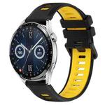 For Huawei Watch GT3 42mm 20mm Sports Two-Color Silicone Watch Band(Black+Yellow)