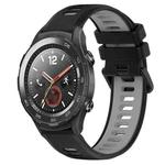 For Huawei Watch 2 20mm Sports Two-Color Silicone Watch Band(Black+Grey)