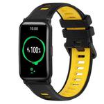 For Honor Watch ES 20mm Sports Two-Color Silicone Watch Band(Black+Yellow)