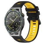 For Huawei Watch GT3 SE 22mm Sports Two-Color Silicone Watch Band(Black+Yellow)