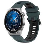 For Huawei Watch GT3 Pro 46mm 22mm Sports Two-Color Silicone Watch Band(Olive Green+Black)