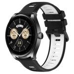 For Huawei Watch Buds 22mm Sports Two-Color Silicone Watch Band(Black+White)