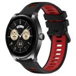 For Huawei Watch Buds 22mm Sports Two-Color Silicone Watch Band(Black+Red)