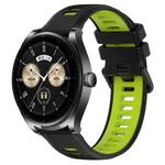 For Huawei Watch Buds 22mm Sports Two-Color Silicone Watch Band(Black+Green)