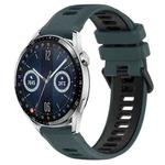 For Huawei Watch GT3 46mm 22mm Sports Two-Color Silicone Watch Band(Olive Green+Black)