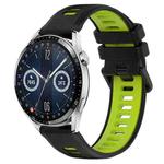 For Huawei Watch GT3 46mm 22mm Sports Two-Color Silicone Watch Band(Black+Green)