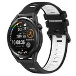 For Huawei Watch GT Runner 22mm Sports Two-Color Silicone Watch Band(Black+White)