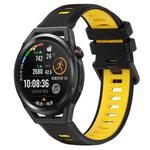 For Huawei Watch GT Runner 22mm Sports Two-Color Silicone Watch Band(Black+Yellow)
