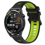 For Huawei Watch GT Runner 22mm Sports Two-Color Silicone Watch Band(Black+Green)