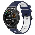 For Huawei Watch GT Runner 22mm Sports Two-Color Silicone Watch Band(Midnight Blue+White)