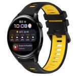 For Huawei Watch 3 22mm Sports Two-Color Silicone Watch Band(Black+Yellow)