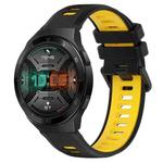 For Huawei Watch GT 2E 22mm Sports Two-Color Silicone Watch Band(Black+Yellow)