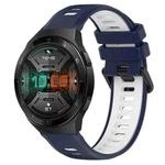 For Huawei Watch GT 2E 22mm Sports Two-Color Silicone Watch Band(Midnight Blue+White)