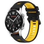 For Huawei GT2 46mm 22mm Sports Two-Color Silicone Watch Band(Black+Yellow)