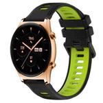 For Honor Watch GS 3 22mm Sports Two-Color Silicone Watch Band(Black+Green)