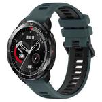 For Honor Watch GS Pro 22mm Sports Two-Color Silicone Watch Band(Olive Green+Black)