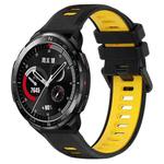 For Honor Watch GS Pro 22mm Sports Two-Color Silicone Watch Band(Black+Yellow)