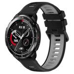 For Honor Watch GS Pro 22mm Sports Two-Color Silicone Watch Band(Black+Grey)