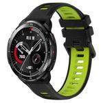 For Honor Watch GS Pro 22mm Sports Two-Color Silicone Watch Band(Black+Green)