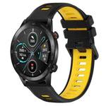 For Honor Magic Watch 2 46mm 22mm Sports Two-Color Silicone Watch Band(Black+Yellow)